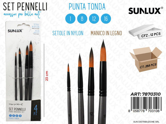 SET4 Pennelli Artistici MIS.1-8-12-16 22.5CM