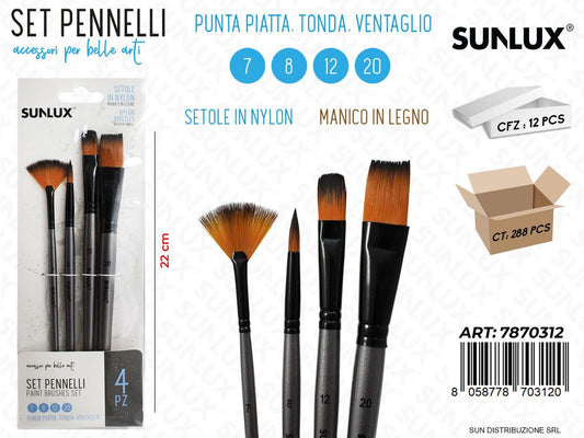 SET4 Pennelli Artistici MIS.7-8-12-20 21.5CM