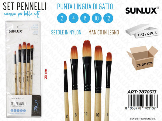 SET5 Pennelli Artistici MIS.2-10-12-8-4 20.5CM