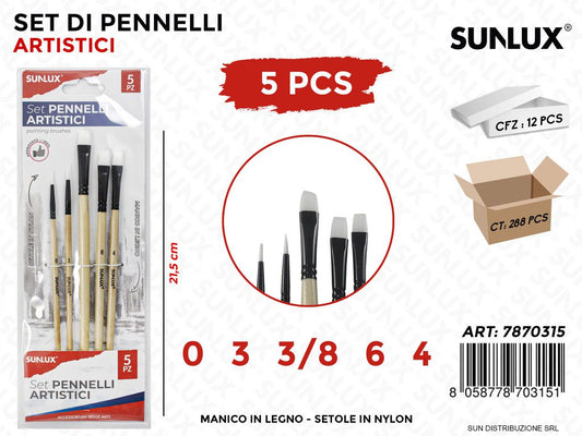 Set 5 Pennelli Artistici MIS.0-3-3*8-6-4 21.5CM