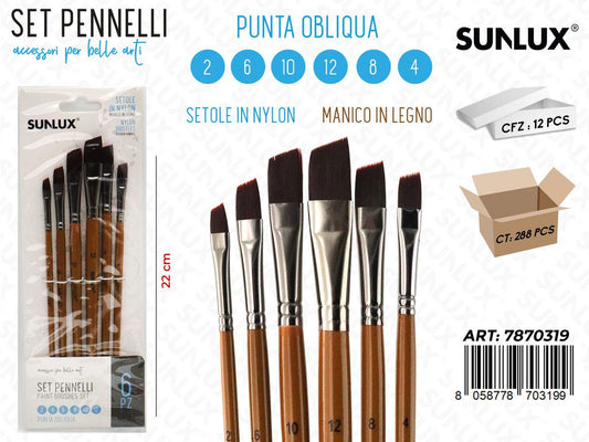 Set 6 Pennelli Artistici Mis. 2-6-10-12-8-4 22CM/ Pz da 12