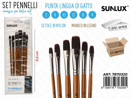 Set 6 Pennelli Artistici MIS.2-6-10-12-8-4 21.5CM