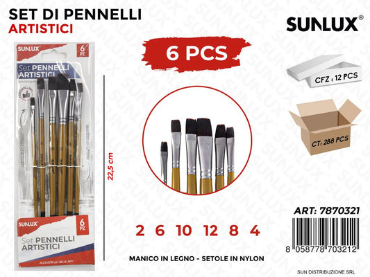 Set 6 Pennelli Artistici Mis. 2-6-10-12-8-4 22.5CM