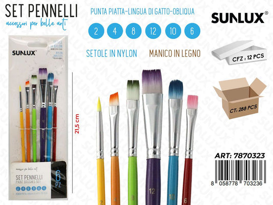 Set 6 Pennelli Artistici Mis. 2-6-10-12-8-4 21.5CM