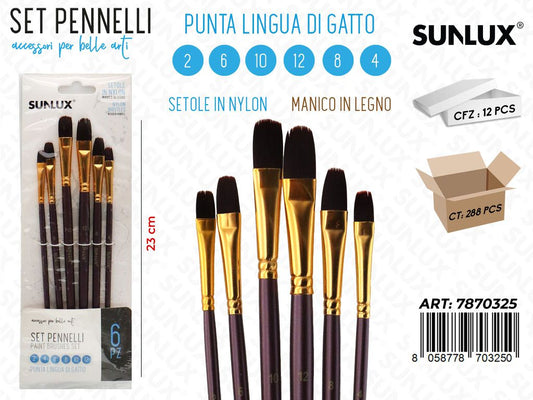 Set 6 Pennelli Artistici Mis. 2-6-10-12-8-4 23CM