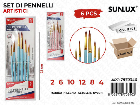 Set 6 Pennelli Artistici MIS.2-6-10-12-8-4 22CM
