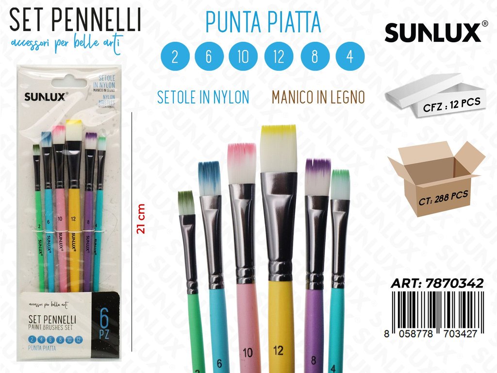 Set di Pennelli Artistici Mis. 2-6-10-12-8-4 6PCS