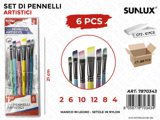 Set di Pennelli Artistici Mis. 2-6-10-12-8-4 6PCS