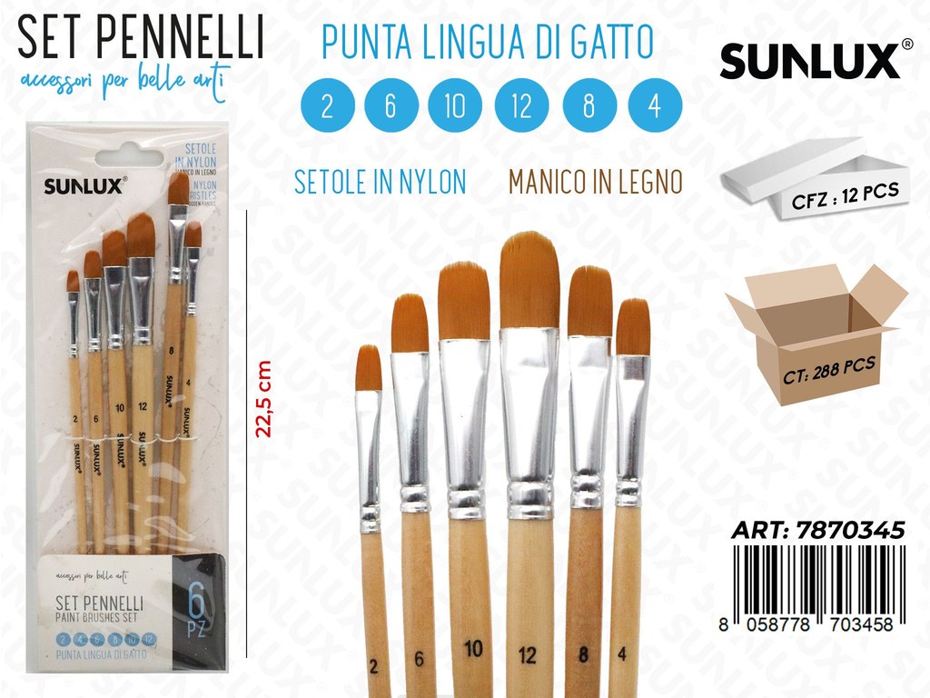 Set di Pennelli Artistici Mis. 2-6-10-12-8-4 6PCS
