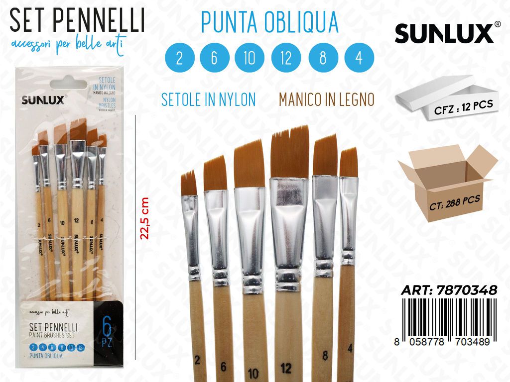 Set di Pennelli Artistici Mis. 2-6-10-12-8-4 6PCS