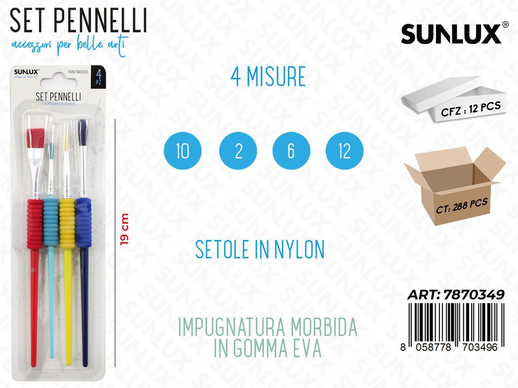 Set di Pennelli Artistici Mis. 10-2-6-12 4PCS