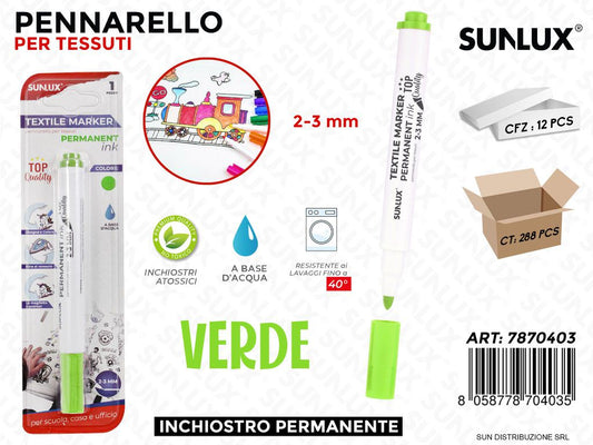 Bl. Pennarello per Tessuti Perm. Verde / Pz da 12