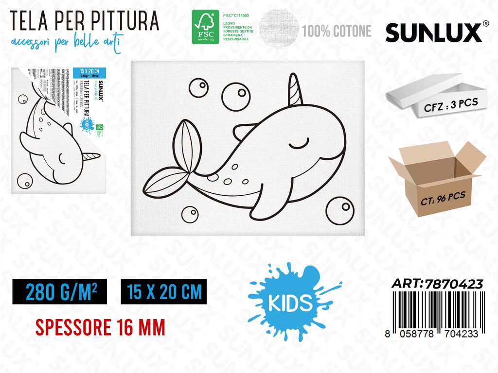 Sunlux Tela per Pittura 15*20CM 16MM 280GR