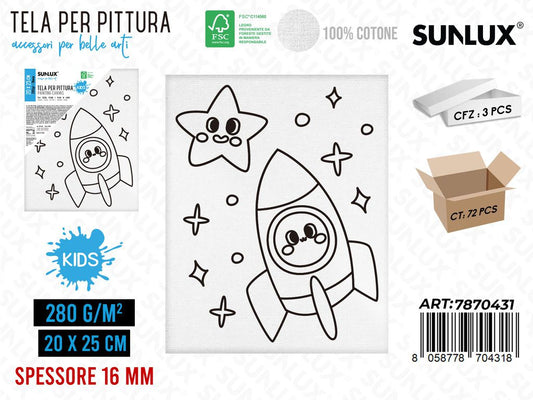 Sunlux Tela per Pittura 20*25CM 16MM 280GR
