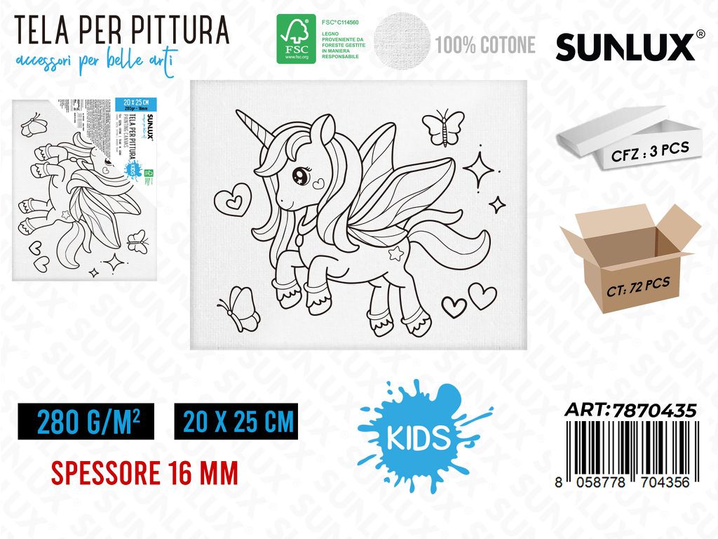 Sunlux Tela per Pittura 20*25CM 16MM 280GR