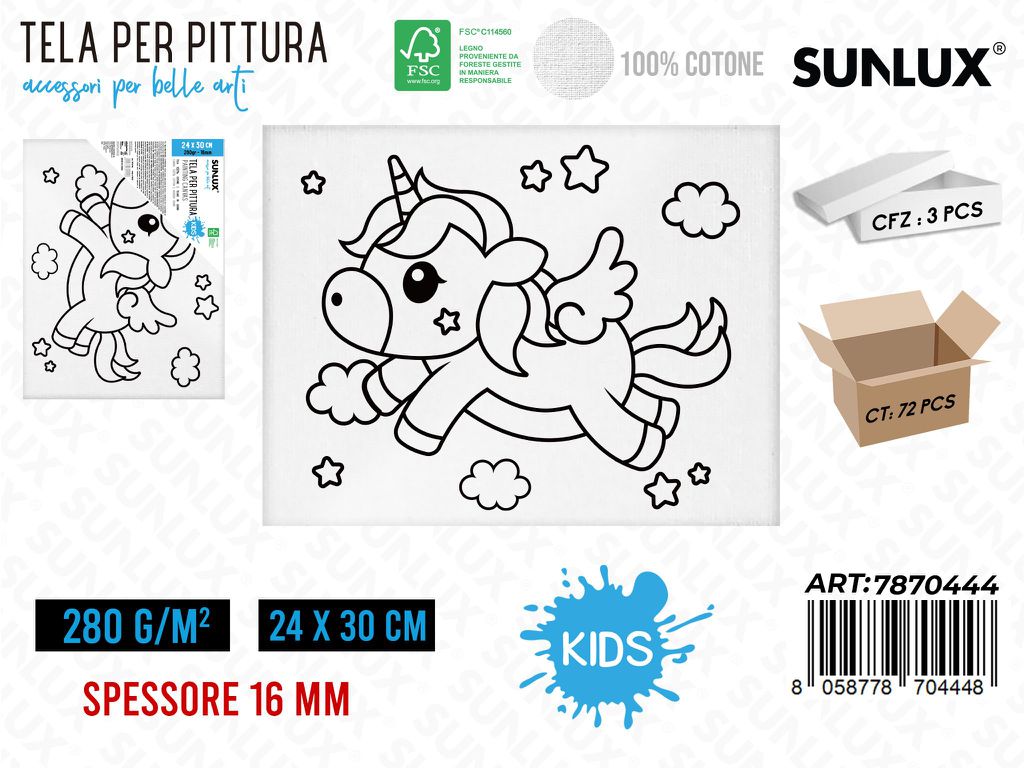 Sunlux Tela per Pittura 24*30CM 16MM 280GR