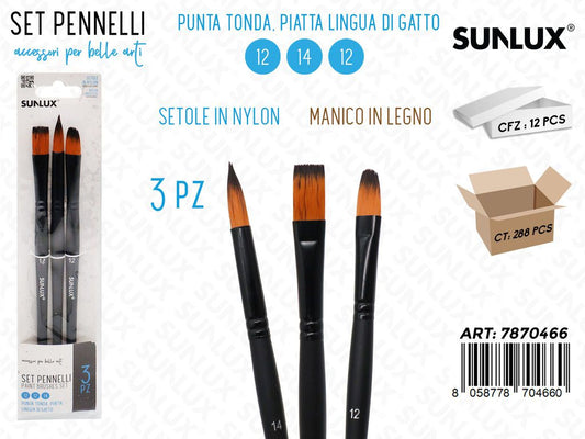 Sunlux Set Pennelli 3PCS 12-14-12 P. Ass.