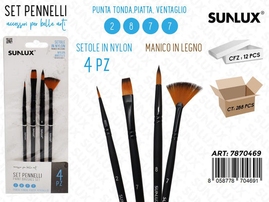 Sunlux Set Pennelli 4PCS 2-8-7-7 P. Ass.