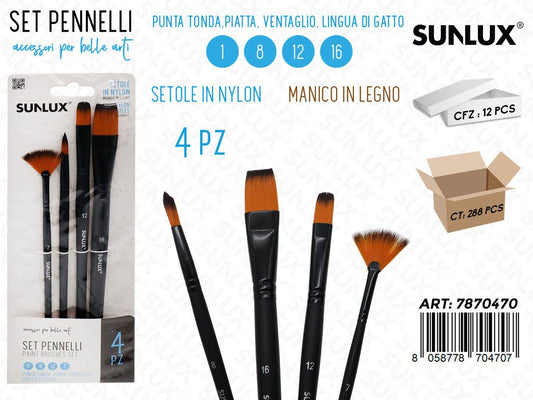 Sunlux Set Pennelli 4PCS 1-8-12-16 P. Ass.