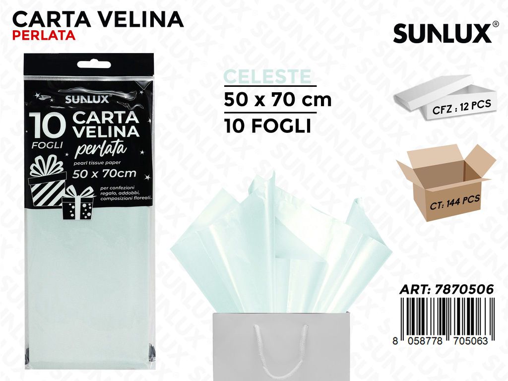 Sunlux Carta Velina Perlata Celeste 10FF 50*70CM