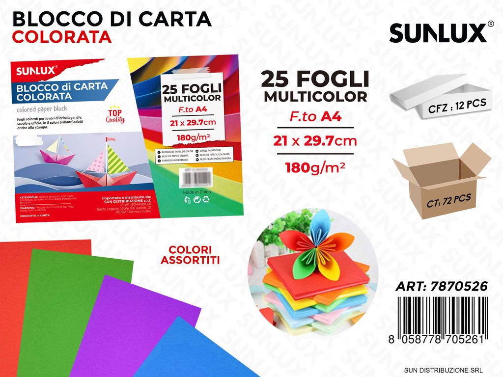 Blocco di Carta 25FF Col. ASS.21*29.7CM 180G