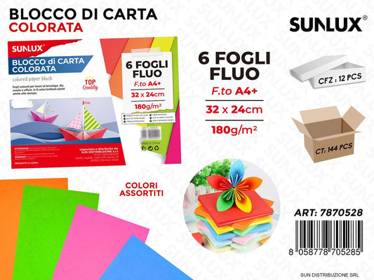 Blocco di Carta 6FF Col. Neon 32*24CM 180G