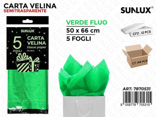 Carta Velina Verde Fluo 5FF 50*66CM