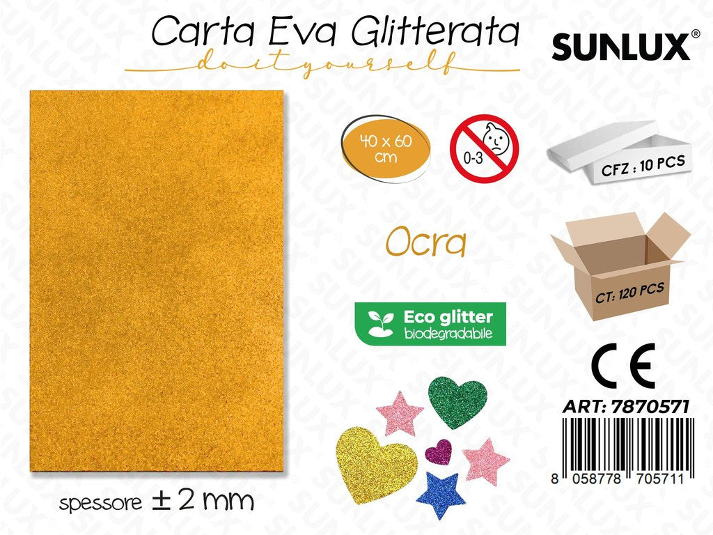 Sunlux Carta Eva Glitter Bio Ocra 2MM*40*60CM