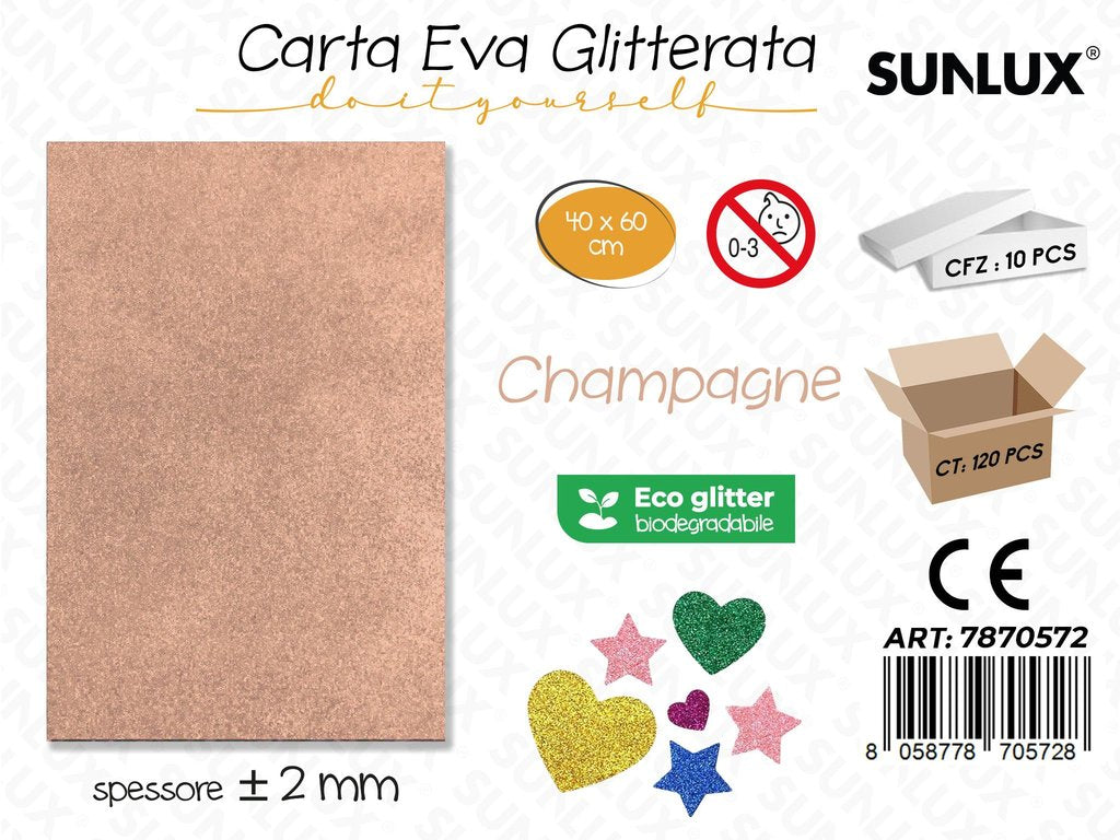 Sunlux Carta Eva Glitter Bio Champagne 2MM*40*60CM