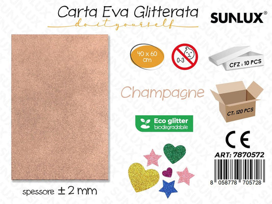 Sunlux Carta Eva Glitter Bio Champagne 2MM*40*60CM