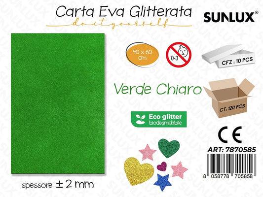 Sunlux Carta Eva Glitter Bio Verde Chiaro 2MM*40*60CM