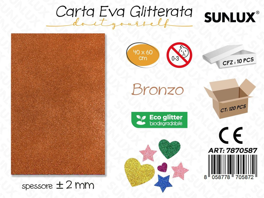 Sunlux Carta Eva Glitter Bio Bronzo 2MM*40*60CM