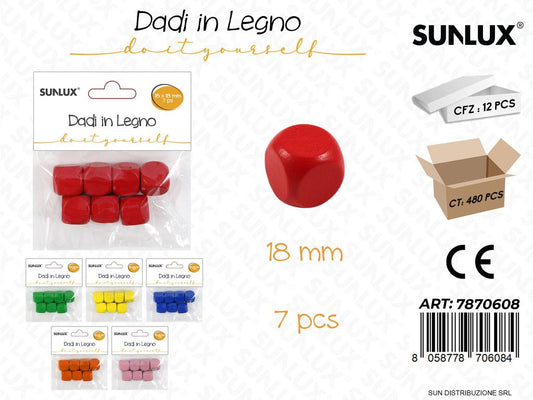 Dadi in Legno Col. Ass. 7PCS 18MM