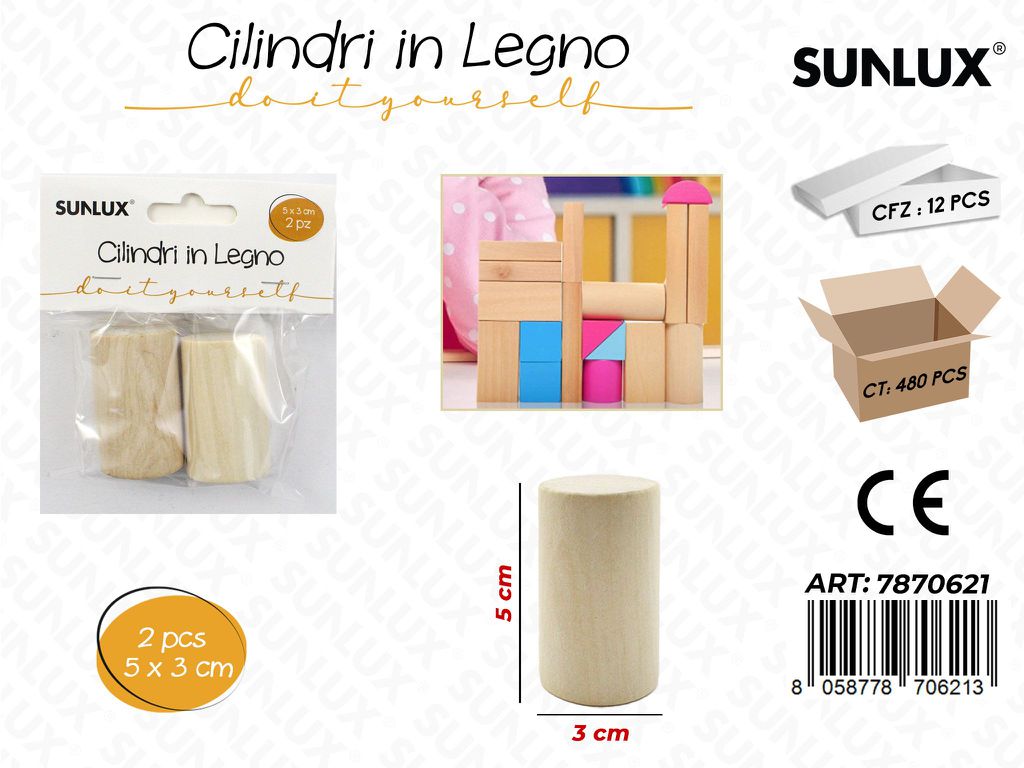 Cilindri in Legno 3*5CM 2PCS
