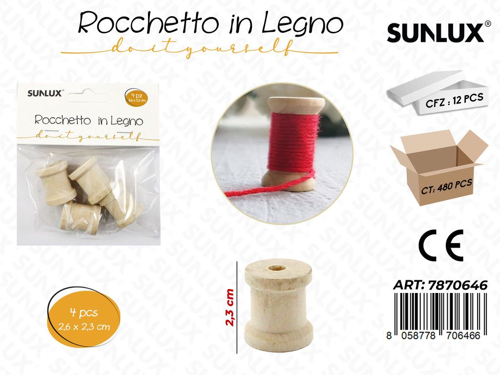 Rocchetto in Legno 2.6*2.3CM 4PCS