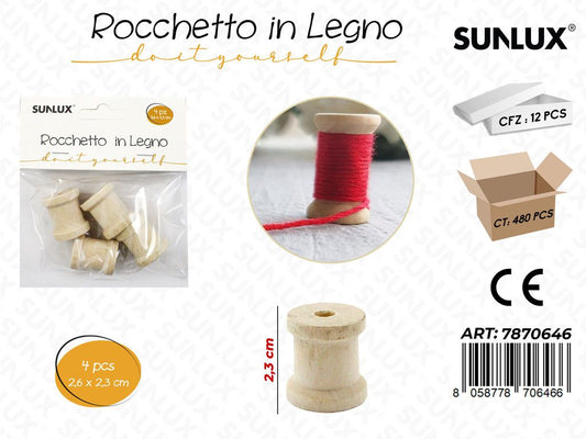 Rocchetto in Legno 2.6*2.3CM 4PCS