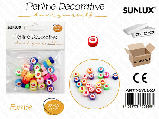 Perline Dec. Forate Kiss Col. 30PCS 10MM