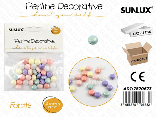 Perline Dec. Forate Col. Ass. 15GR 10MM