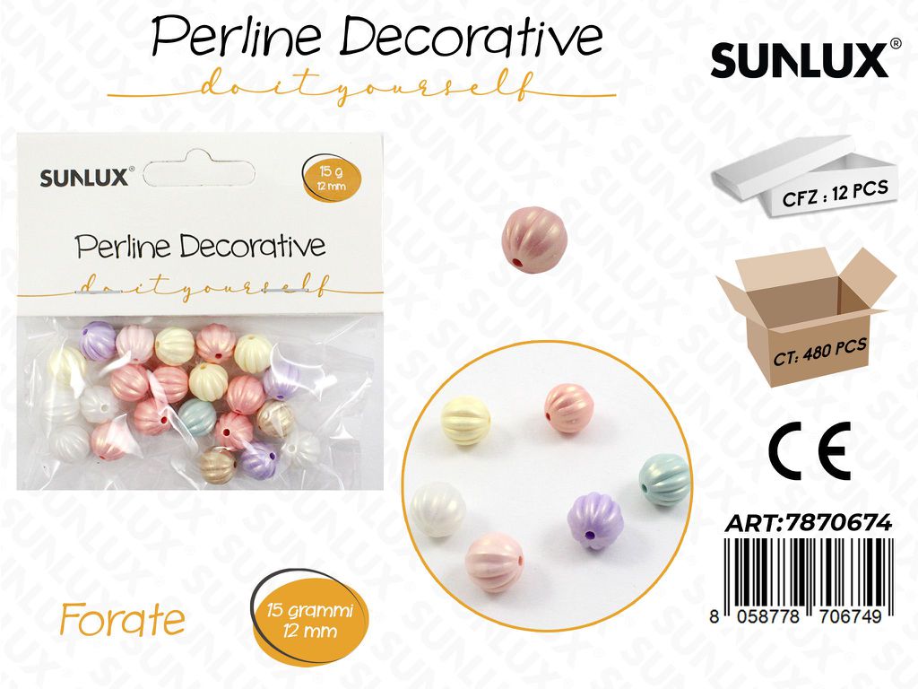 Perline Dec. Forate Col. Ass. 15GR 12MM