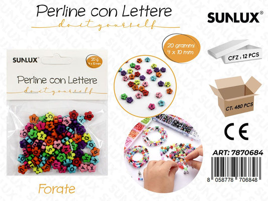 Perline c/ Lettere Forate Col. Ass. 20GR 4*10MM