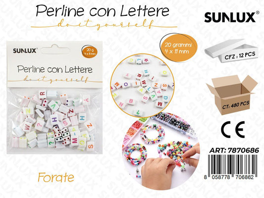 Perline c/ Lettere Forate Col. Ass. 20GR 4*11MM