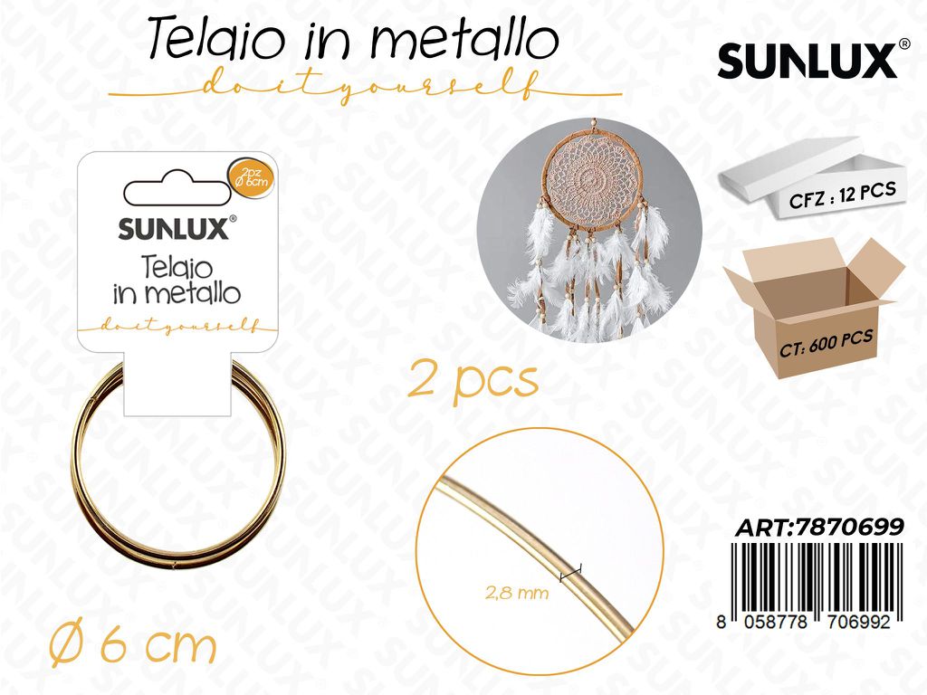Telaio in Metallo Oro 2PCS D.6CM*2.8MM