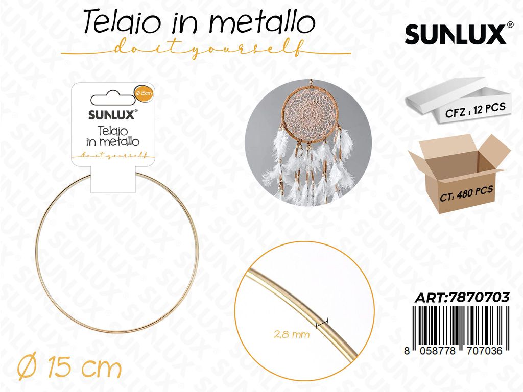 Telaio in Metallo Oro D.15CM*2.8MM