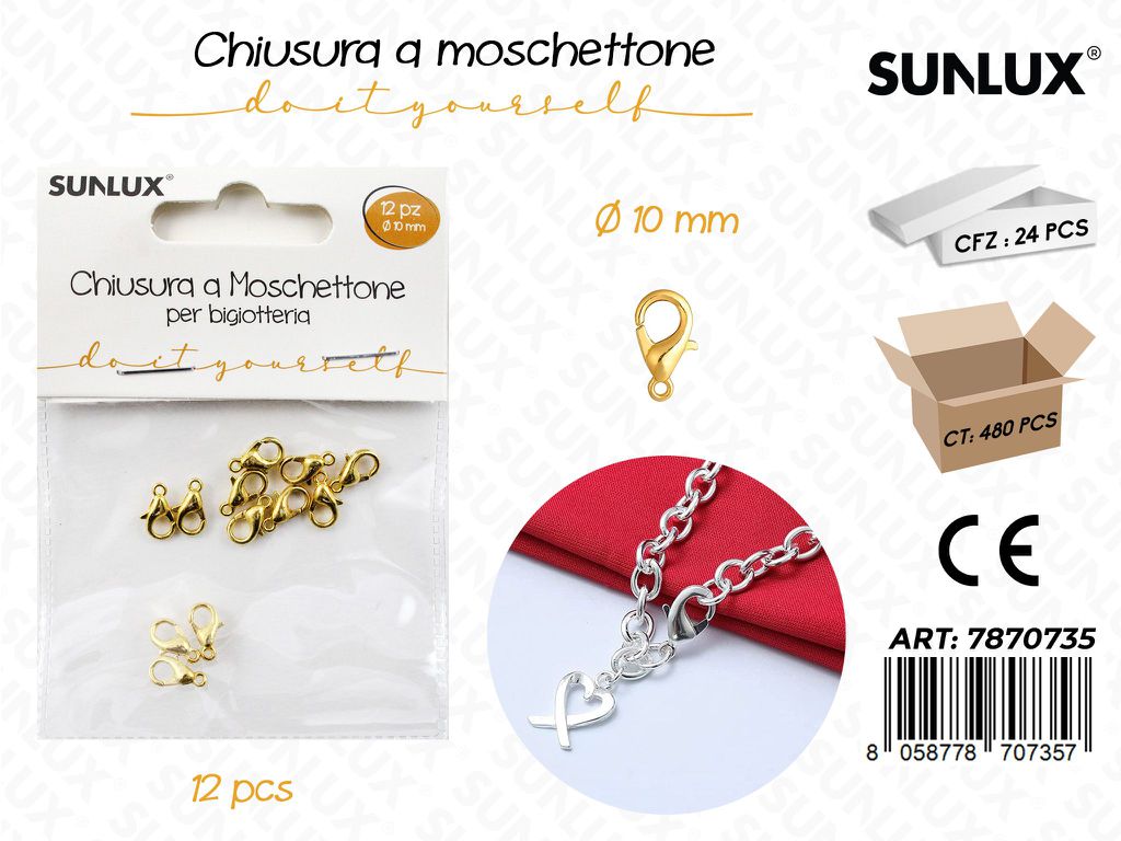 Chiusura Mosc. Bigiotteria Oro 10MM 12PCS
