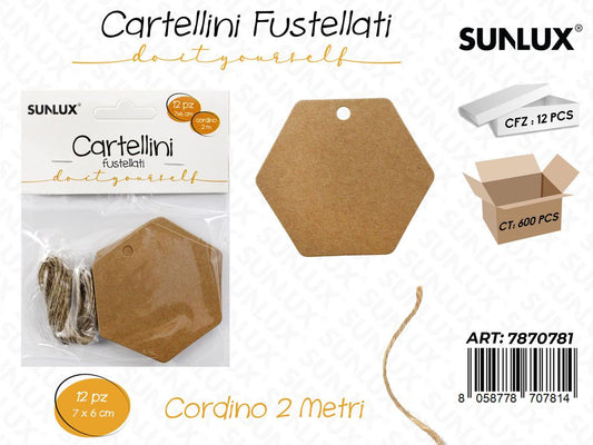 Cartellini Fustellati Avana 12PCS 7*6CM