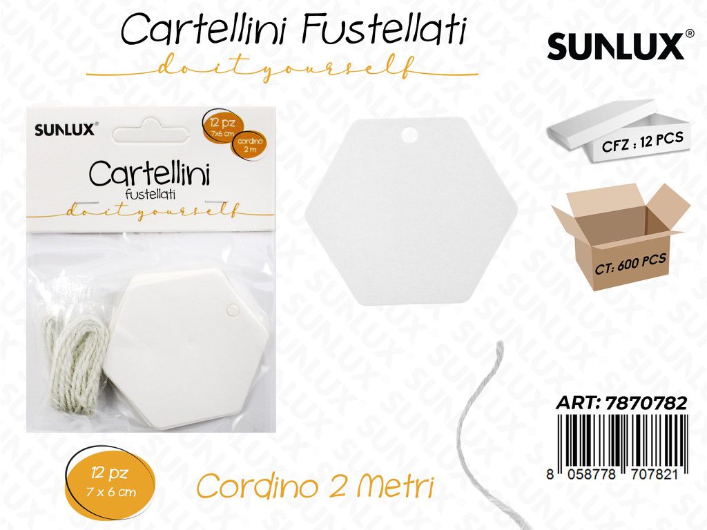 Cartellini Fustellati Bianco 12PCS 7*6CM