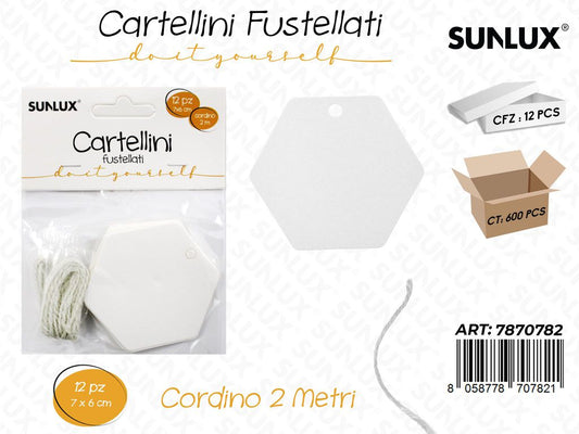 Cartellini Fustellati Bianco 12PCS 7*6CM