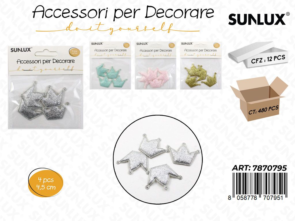 Sunlux Acc. per Dec. Glitter Ass. 4PCS 4.5CM