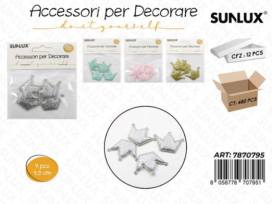 Sunlux Acc. per Dec. Glitter Ass. 4PCS 4.5CM