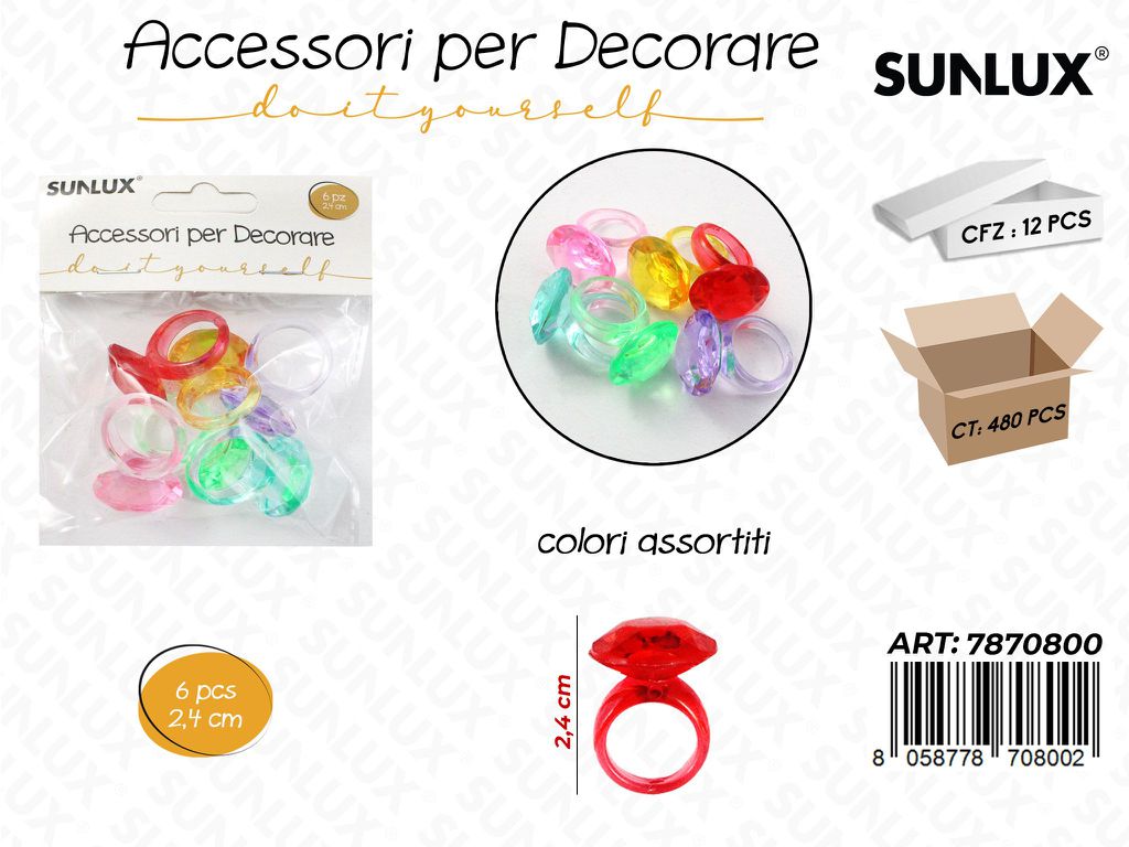 Sunlux Acc. per Dec. Ass. 6PCS 2.4CM